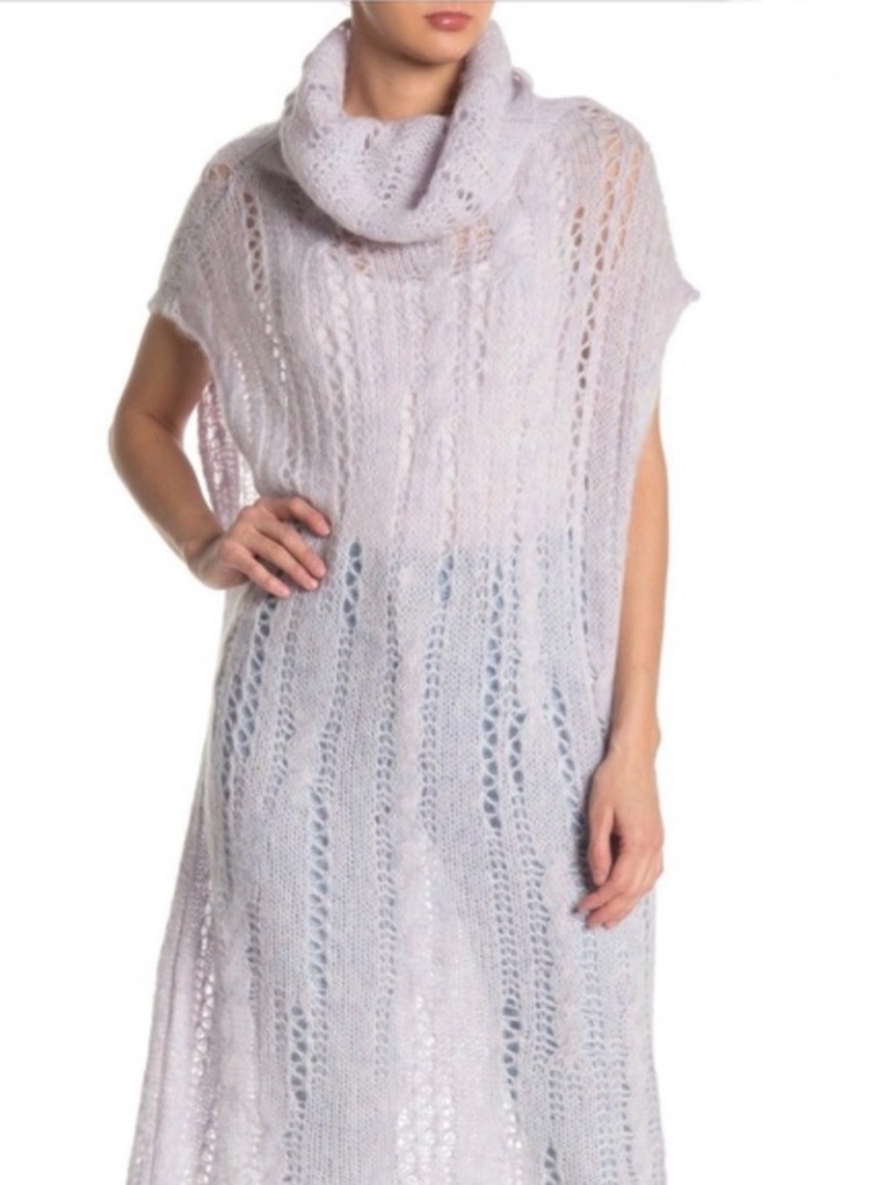 FREE PEOPLE Soft Cozy Open Knit Maxi Cowl Sweater Dress $248 XS/S Lilac NWOT